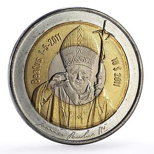 Antarctica 10 dollars Pope John Paul II Religion Fantasy bimetal coin 2010
