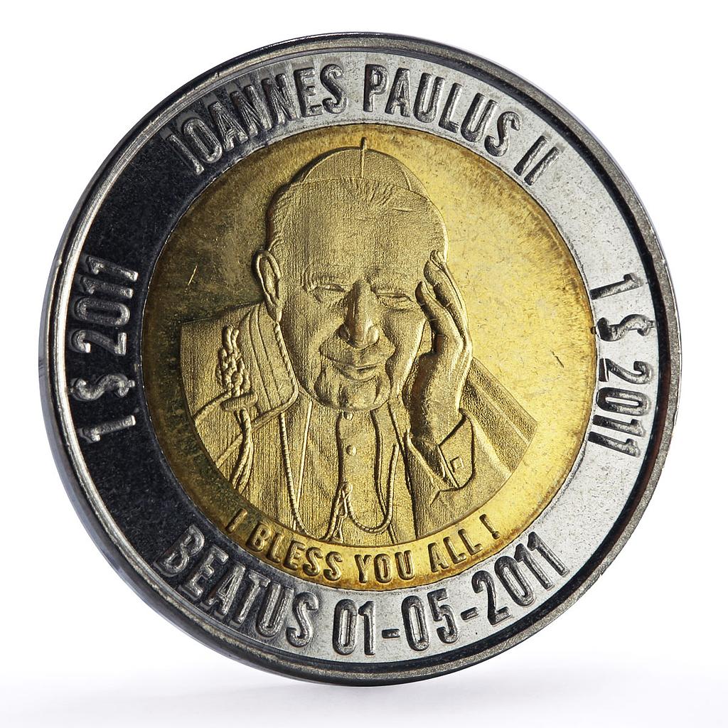 Micronesia 1 dollar Pope John Paul II Religion Fantasy bimetal coin 2011