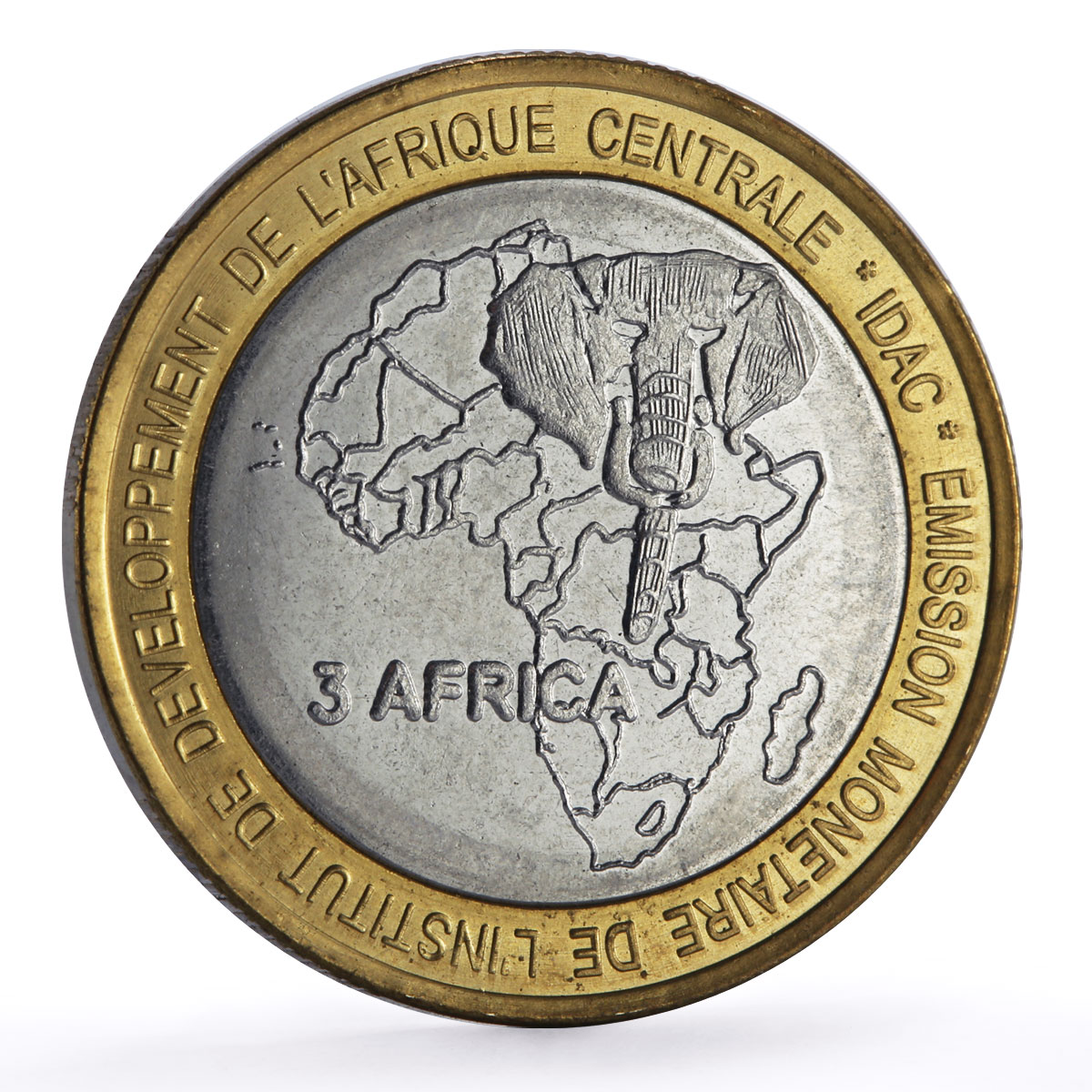 Gabon 4500 francs Pope John Paul II Elephant Three Africa X#17 bimetal coin 2007