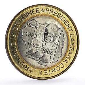 Guinea 6000 francs Lansana Conte Elephant Four Africa Fantasy bimetal coin 2003