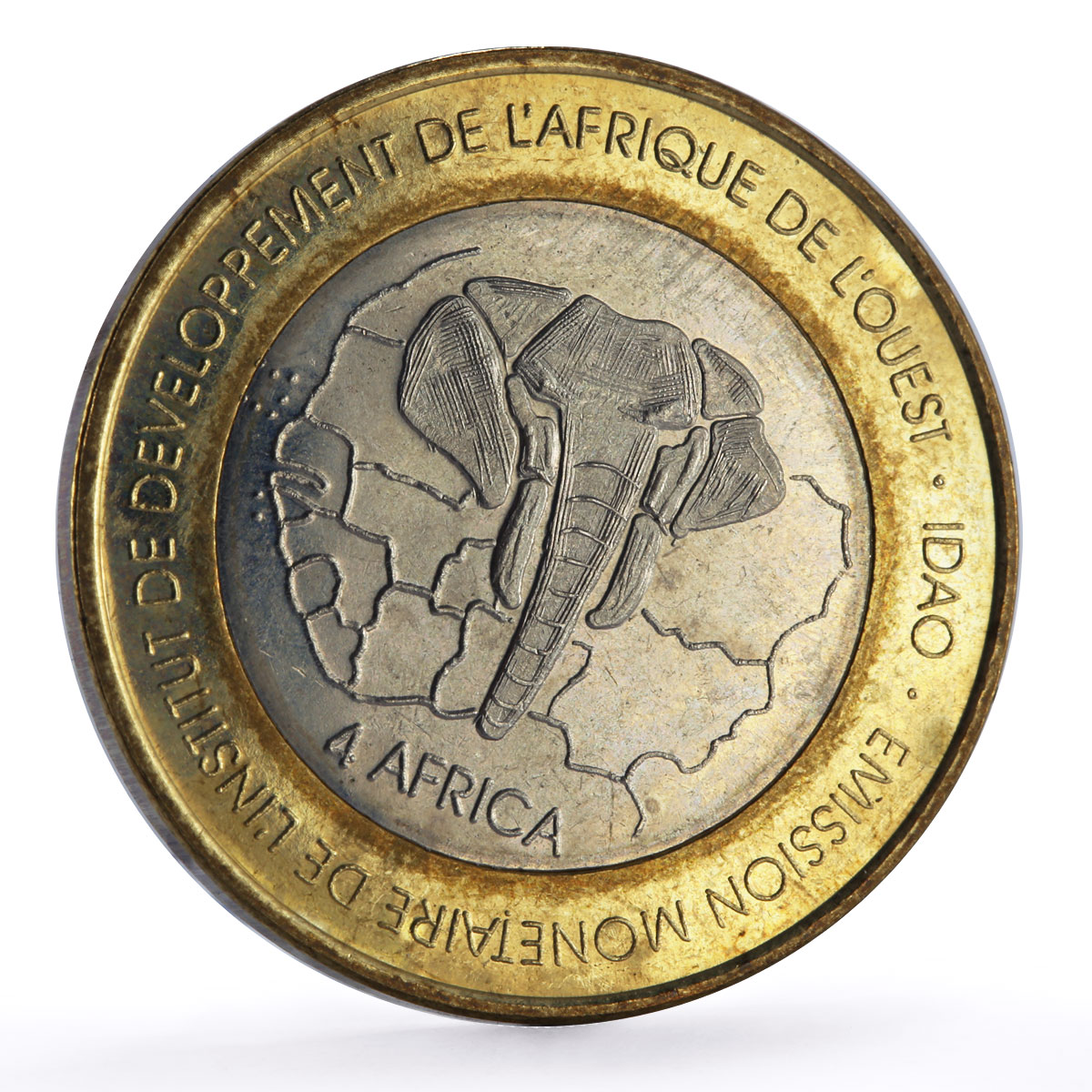 Guinea-Bissau 6000 francs Gazelle Elephant Four Africa Fantasy bimetal coin 2004
