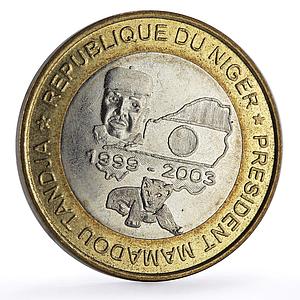Niger 6000 francs Mamadou Tandja Elephant Four Africa Fantasy bimetal coin 2003