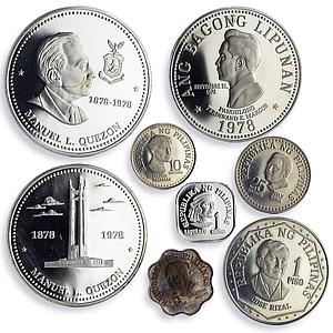 Philippines Various Set Republic Coinage Commemorative Quezon proof coins 1978
