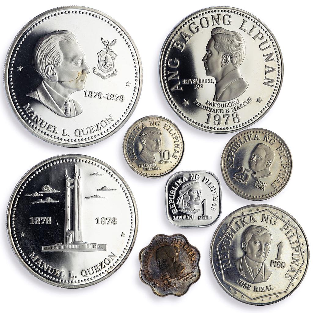 Philippines Various Set Republic Coinage Commemorative Quezon proof coins 1978