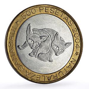Saharawi 500 pesetas Fennec Foxes Wildlife Fauna Fantasy bimetal coin 2004
