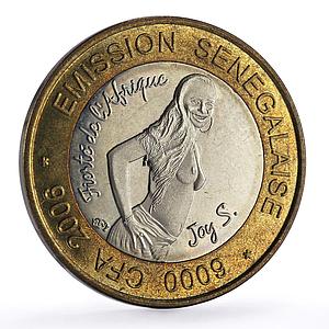 Senegal 6000 francs Woman Elephant Four Africa Fantasy X#12a bimetal coin 2006