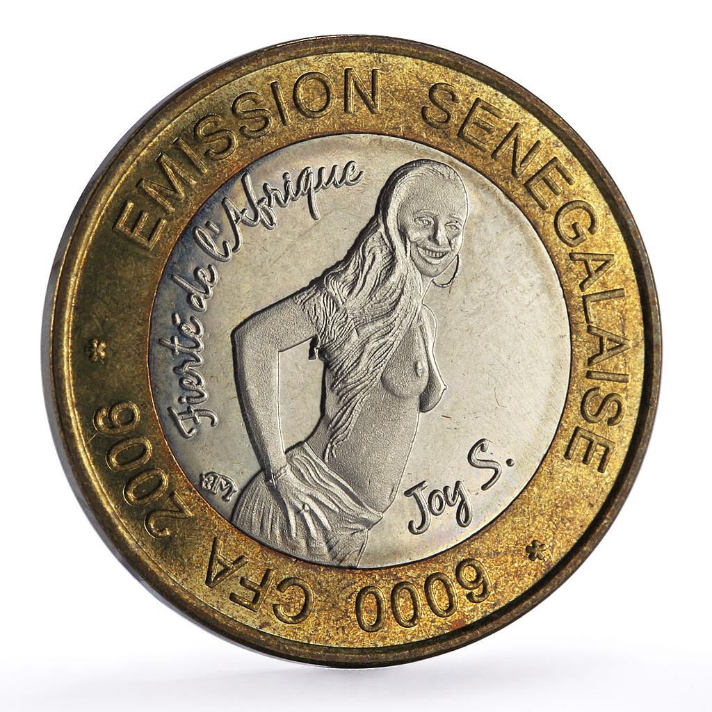 Senegal 6000 francs Woman Elephant Four Africa Fantasy X#12a bimetal coin 2006