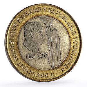 Togo 6000 francs Eyadema Elephant Four Africa Fantasy X#22 bimetal coin 2003