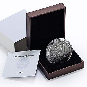 Burkina Faso 500 francs Wooly Rhinoceros Wildlife Fauna Matte silver coin 2016