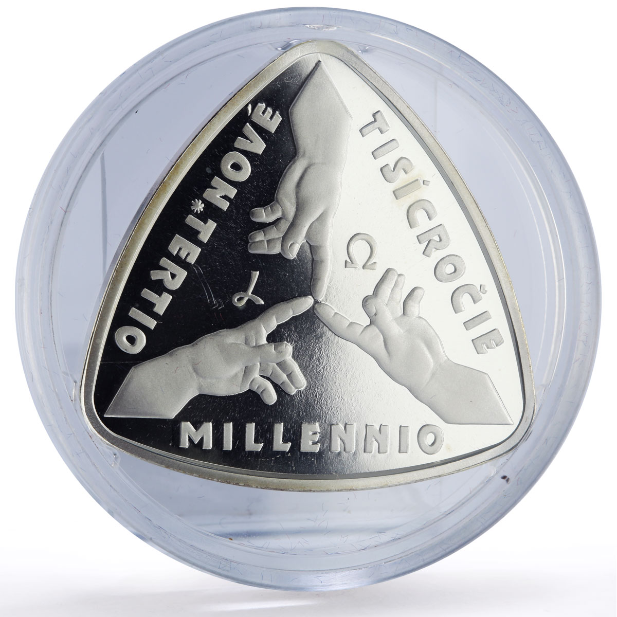 Slovakia 500 korun Third Millennium Universe Three Hands proof silver coin 2001