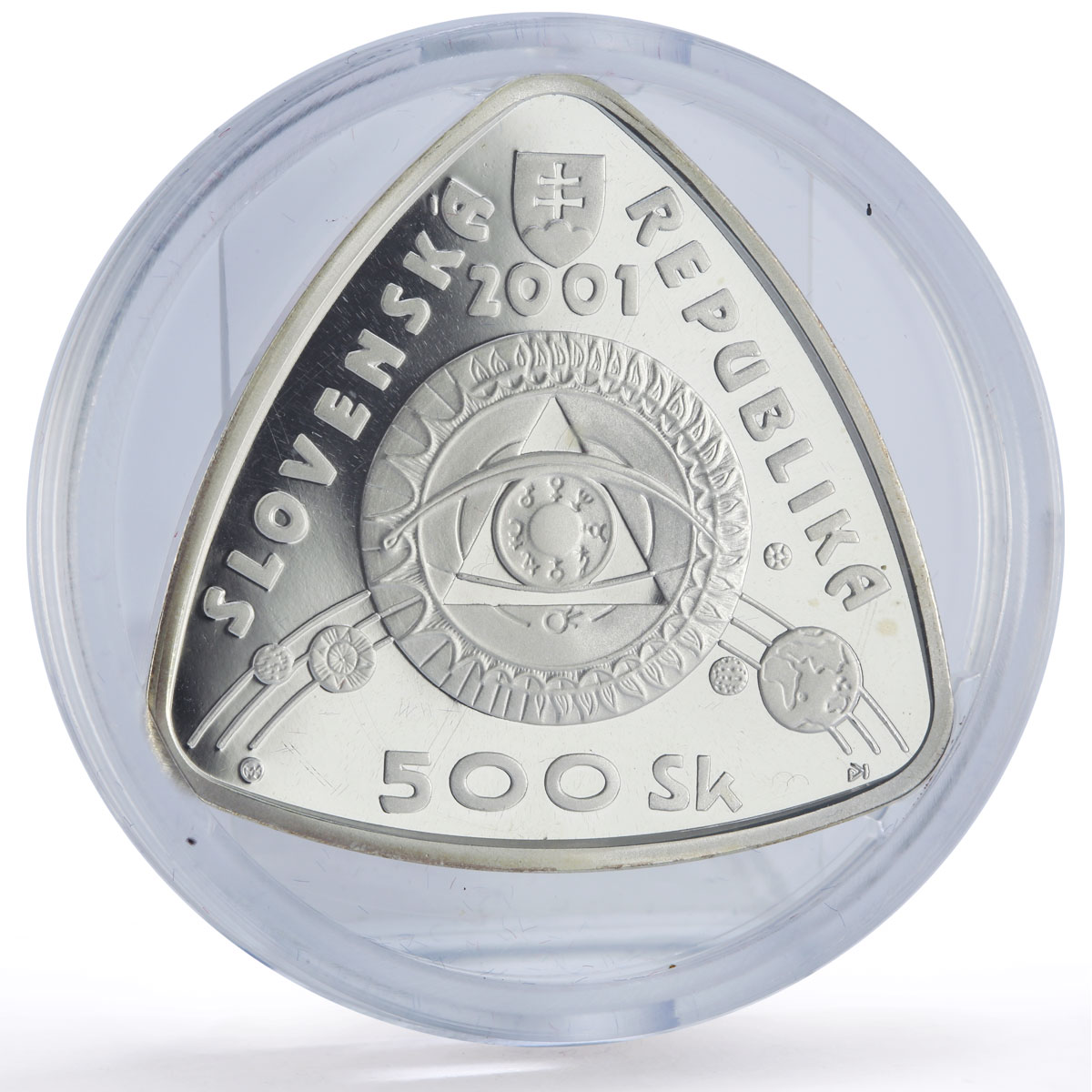 Slovakia 500 korun Third Millennium Universe Three Hands proof silver coin 2001