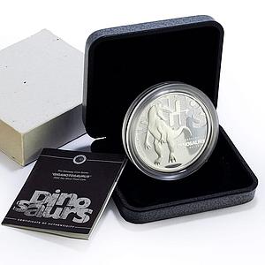 Tuvalu 5 dollars Giganotosaurus Dinosaurs Fauna 2 oz proof silver coin 2002