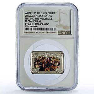 Andorra 5 diners Feeding Multitude Christ Wonders Art PF69 NGC silver coin 2012