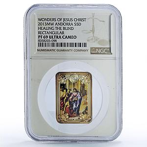 Andorra 5 diners Healing Blind Christ Wonders Art PF69 NGC silver coin 2013