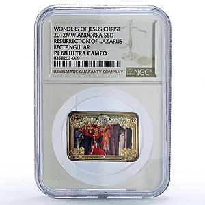Andorra 5 diners Resurrection Lazarus Christ Wonders Art PF68 NGC Ag coin 2012