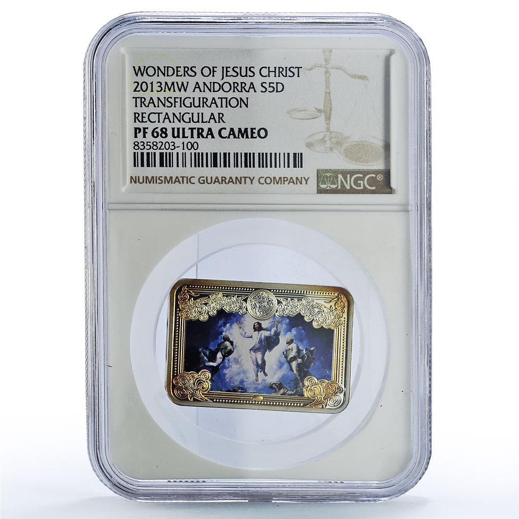 Andorra 5 diners Transfiguration Christ Wonders Art PF68 NGC silver coin 2013