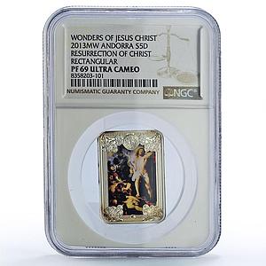 Andorra 5 diners Resurrection Christ Wonders Art PF69 NGC silver coin 2013