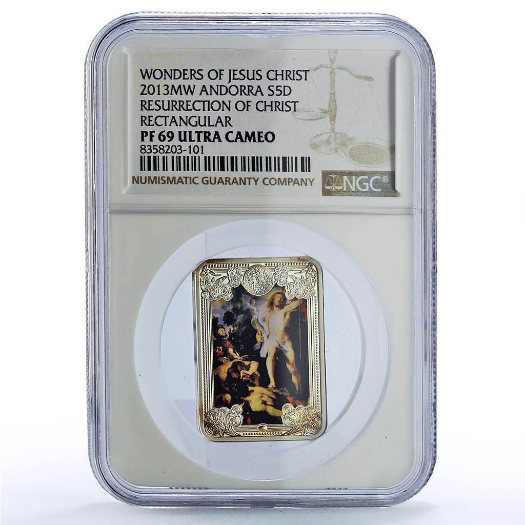 Andorra 5 diners Resurrection Christ Wonders Art PF69 NGC silver coin 2013