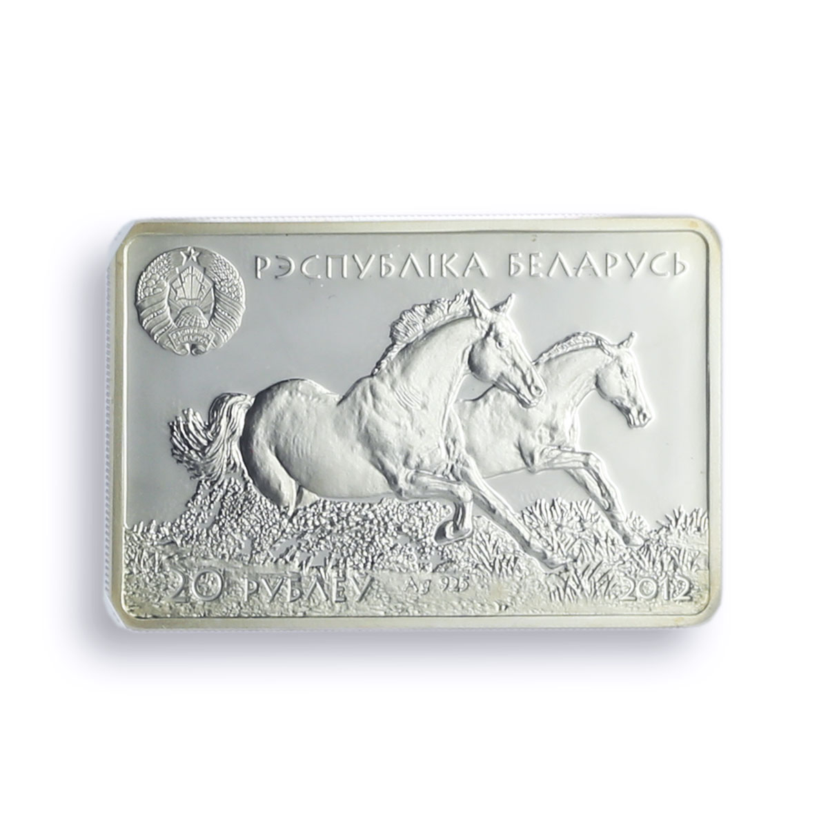 Belarus 20 roubles Don Stallion Horse Cossack Colored PF69 NGC silver coin 2012