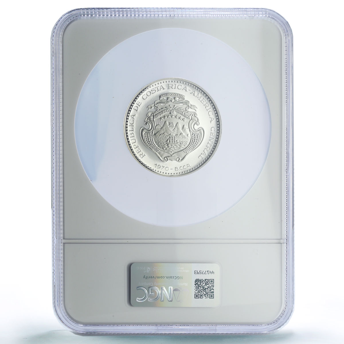Costa Rica 20 colones Venus of Milo Sculpture Art PF62 NGC silver coin 1970