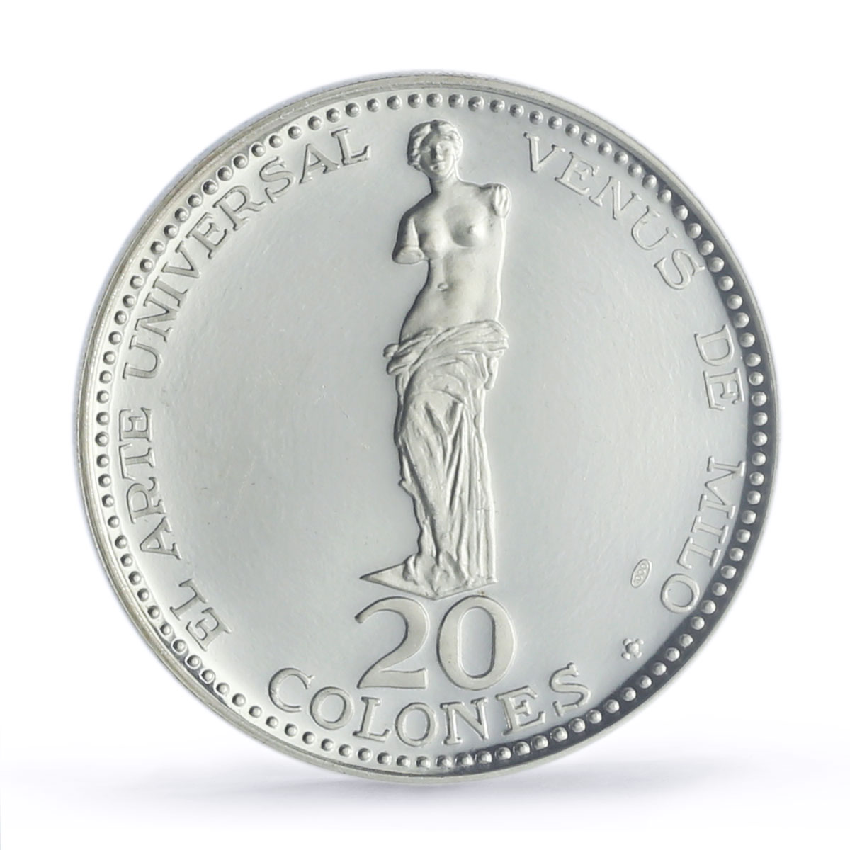 Costa Rica 20 colones Venus of Milo Sculpture Art PF62 NGC silver coin 1970