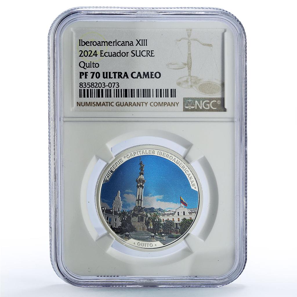 Ecuador 1 sucre Quito City Capitals Ibero-American PF70 NGC silver coin 2024