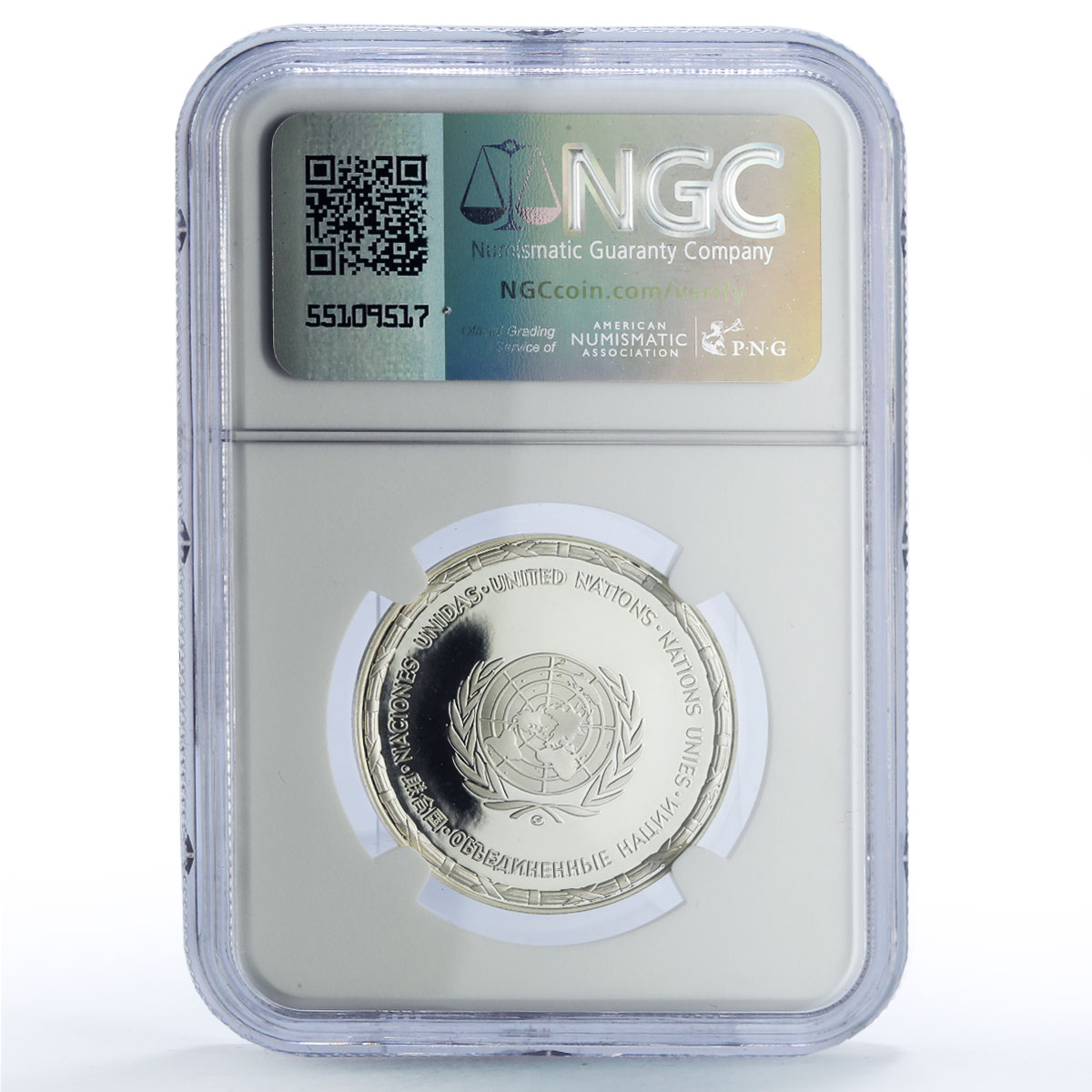 Egypt United Nations UN Sphinx Pyramid Architecture PF69 NGC silver medal 1981