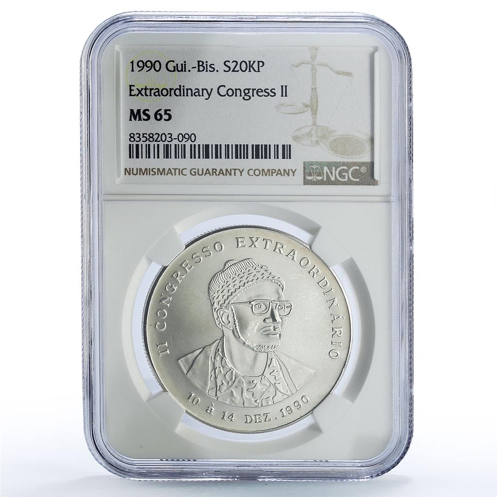 Guinea-Bissau 20000 pesos Second Extradionary Congress MS65 NGC silver coin 1990