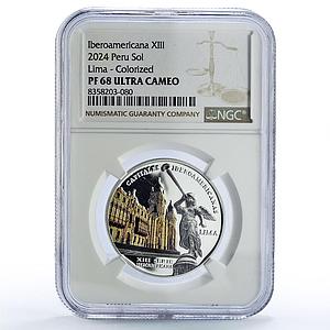 Peru 1 sol Lima City Capitals Ibero-American Colored PF68 NGC silver coin 2024