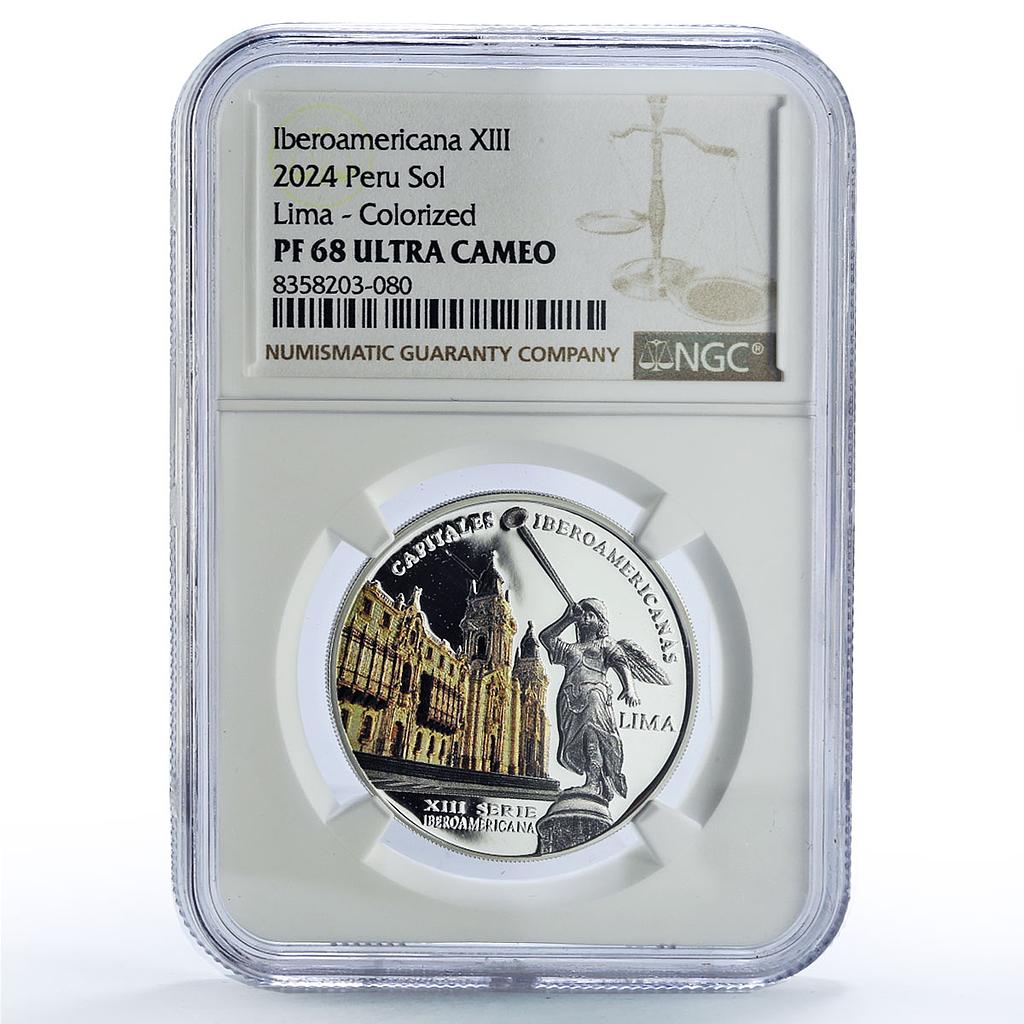Peru 1 sol Lima City Capitals Ibero-American Colored PF68 NGC silver coin 2024