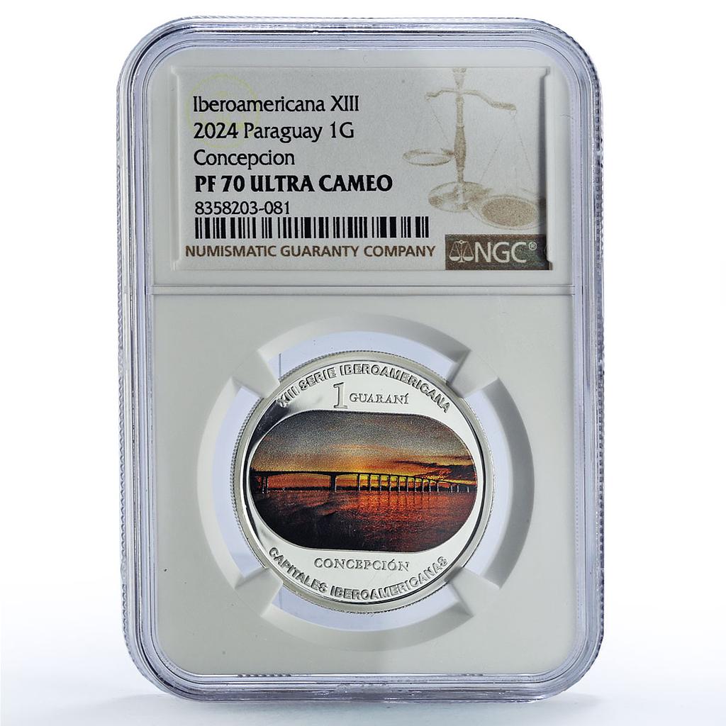 Paraguay 1 guarani Concepcion Capitals Ibero-American PF70 NGC silver coin 2024