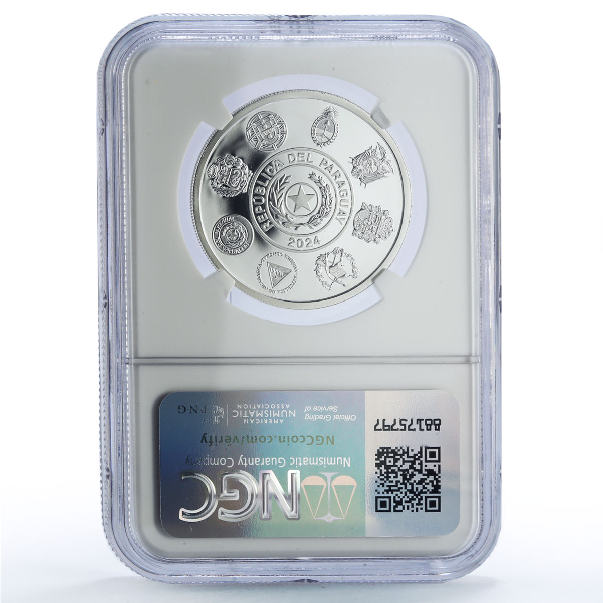 Paraguay 1 guarani Concepcion Capitals Ibero-American PF70 NGC silver coin 2024