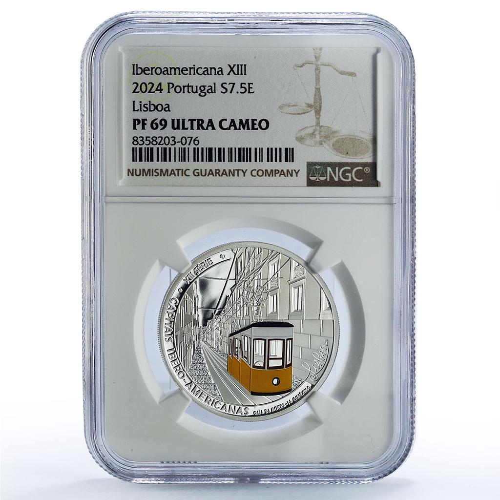 Portugal 7,5 euro Lisboa Capitals Ibero-American Color PF69 NGC silver coin 2024