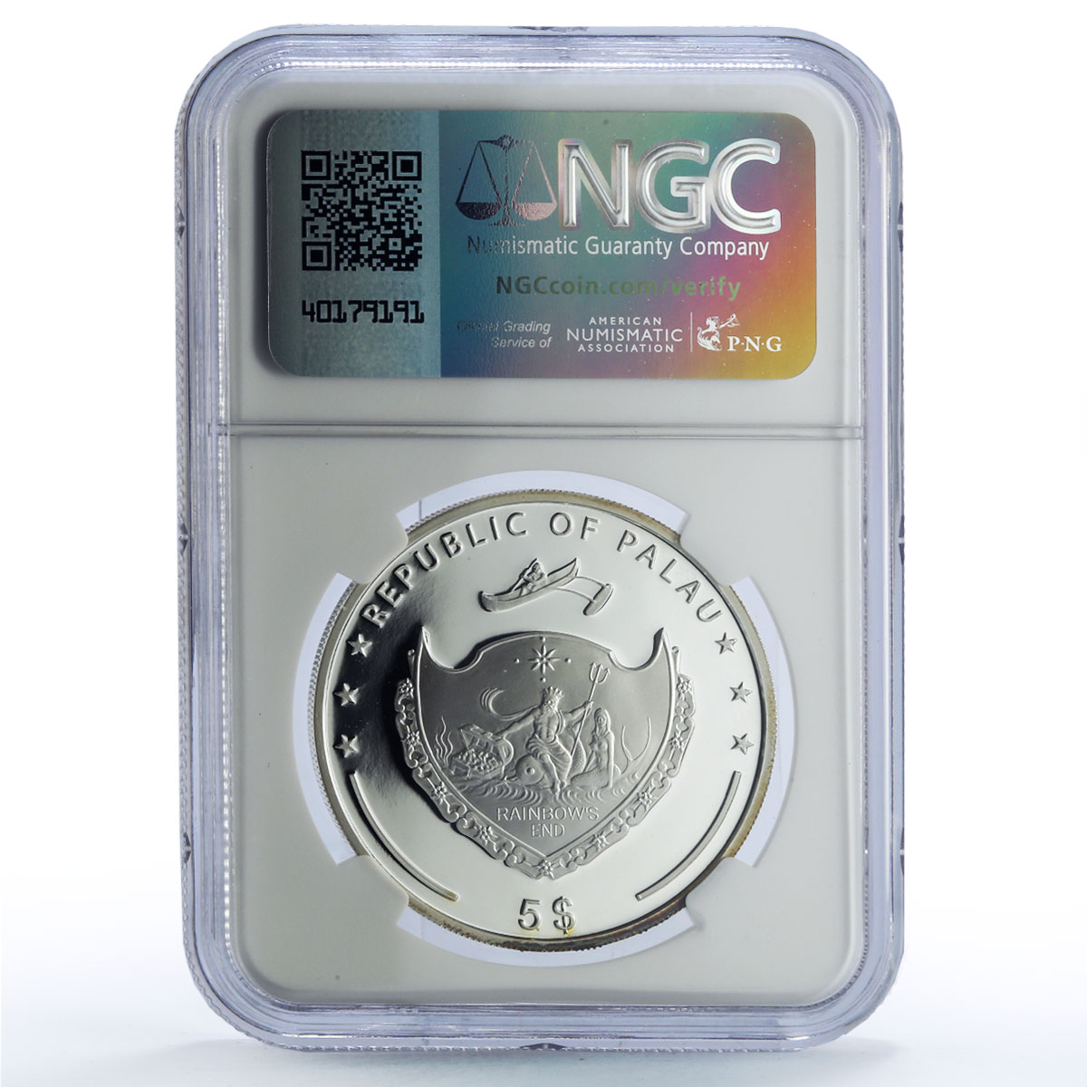 Palau 5 dollars Four Leaf Clover Ounce of Luck PF69 NGC silver coin 2006