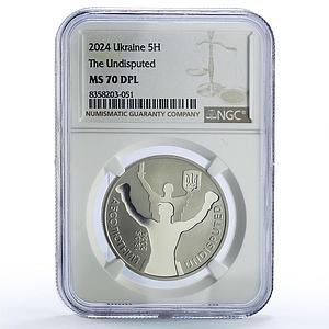 Ukraine 5 hryvnias Undisputed Usyk Usik Boxing Sports MS70 NGC NiBrass coin 2024