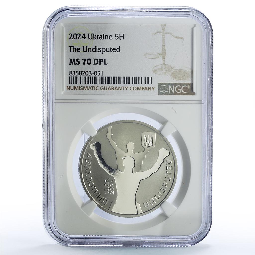 Ukraine 5 hryvnias Undisputed Usyk Usik Boxing Sports MS70 NGC NiBrass coin 2024