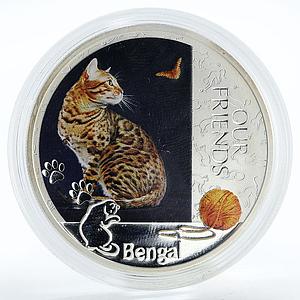 Niue 2 dollars Our Friends Bengal Cat colored silver coin 2012