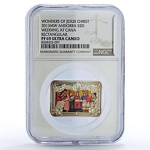 Andorra 5 diners Cana Wedding Christ Wonders Art PF69 NGC silver coin 2013