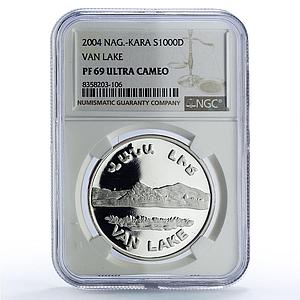 Artsakh Karabakh 1000 dram Van Lake Nature Landscape PF69 NGC silver coin 2004