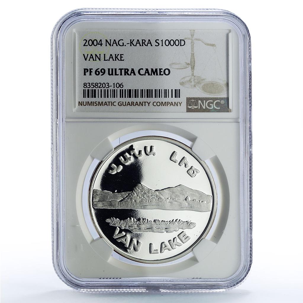 Artsakh Karabakh 1000 dram Van Lake Nature Landscape PF69 NGC silver coin 2004