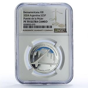 Argentina 25 pesos Buenos Aires Capitals Ibero-American PF70 NGC Ag coin 2024