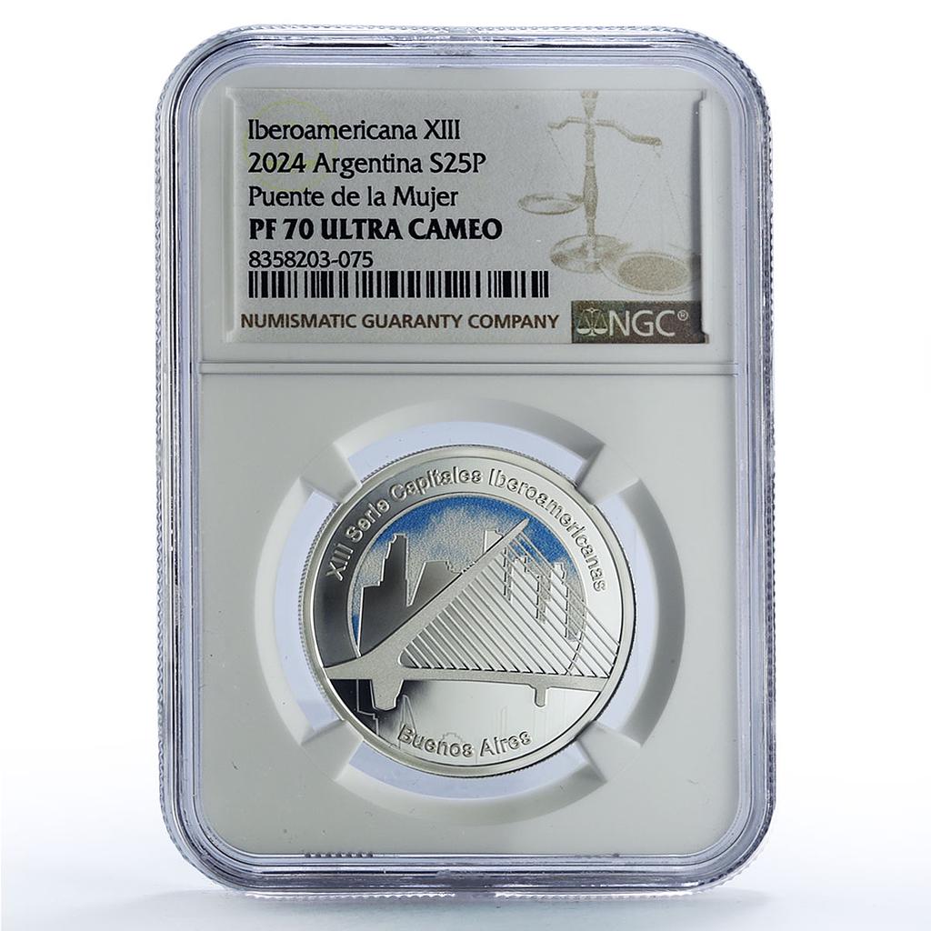 Argentina 25 pesos Buenos Aires Capitals Ibero-American PF70 NGC Ag coin 2024