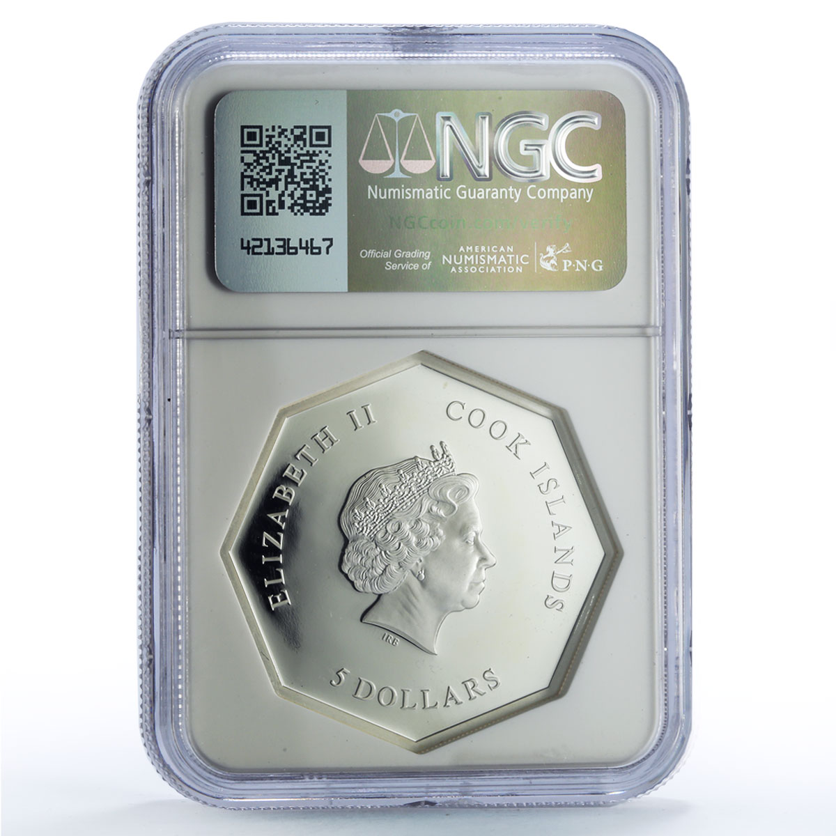 Cook Islands 5 dollars Saint Matthew History Religion Gilt PF69 NGC Ag coin 2015