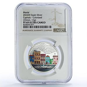Spain Capitals Ibero-American 13th Series Colored PF69 NGC silver medal 2024