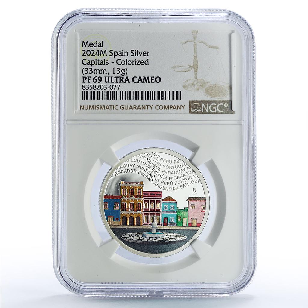 Spain Capitals Ibero-American 13th Series Colored PF69 NGC silver medal 2024
