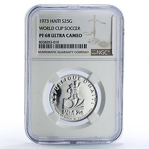 Haiti 25 gourdes Football World Cup in Germany Soccer PF68 NGC silver coin 1973