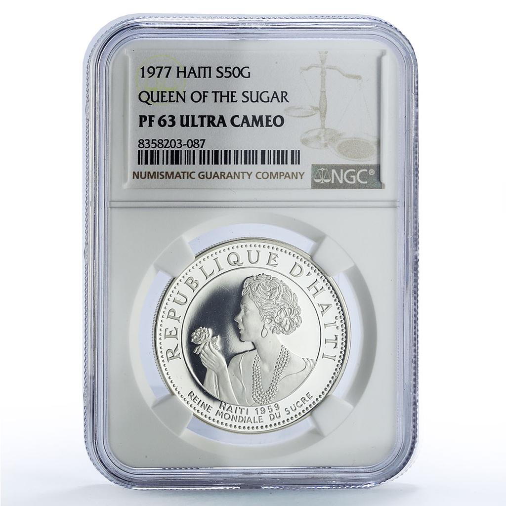 Haiti 50 gourdes World Queen of Sugar Cane History PF63 NGC silver coin 1977