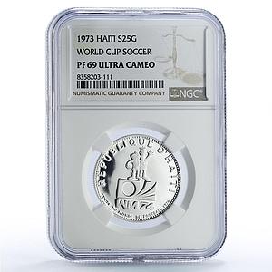 Haiti 25 gourdes Football World Cup in Germany Soccer PF69 NGC silver coin 1973