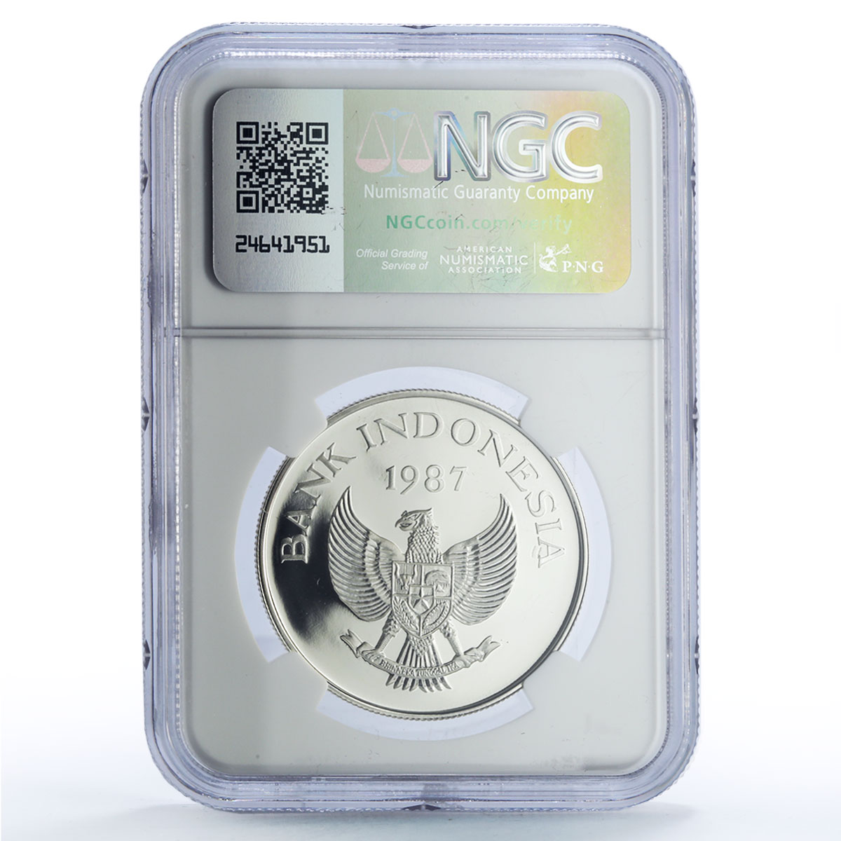 Indonesia 10000 rupiah Pig Boar Conservation Fauna PF69 NGC silver coin 1987