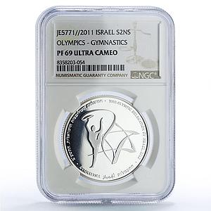 Israel 2 sheqalim Gymnastics London Olympic Games PF69 NGC silver coin 2011